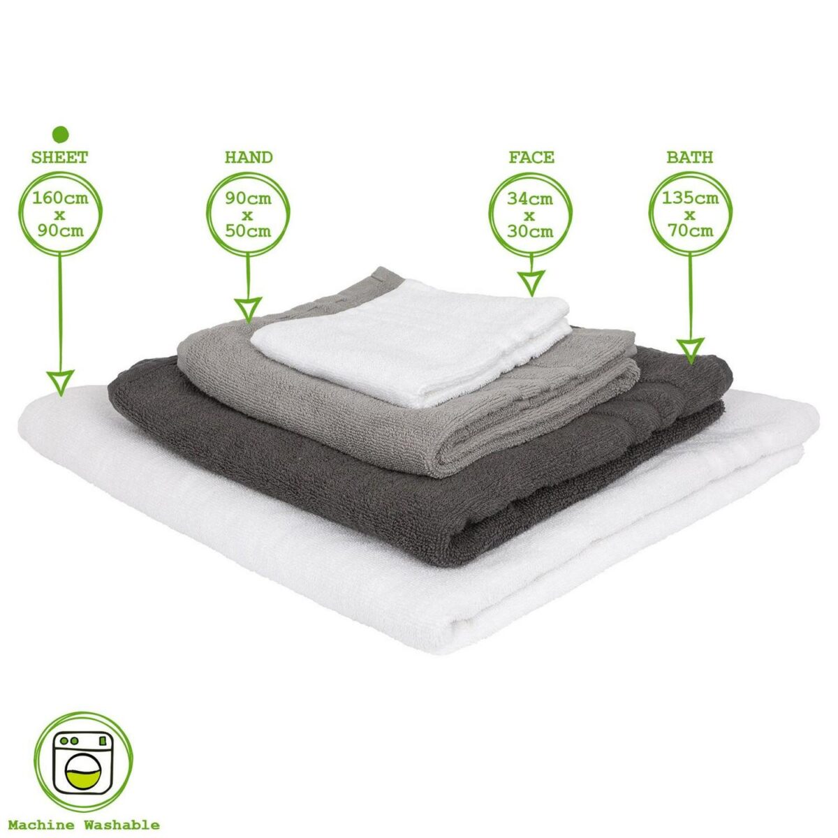 2x Grey 160cm x 90cm Cotton Bath Sheets Large Jumbo Soft Luxury Bathroom Towels - Image 3