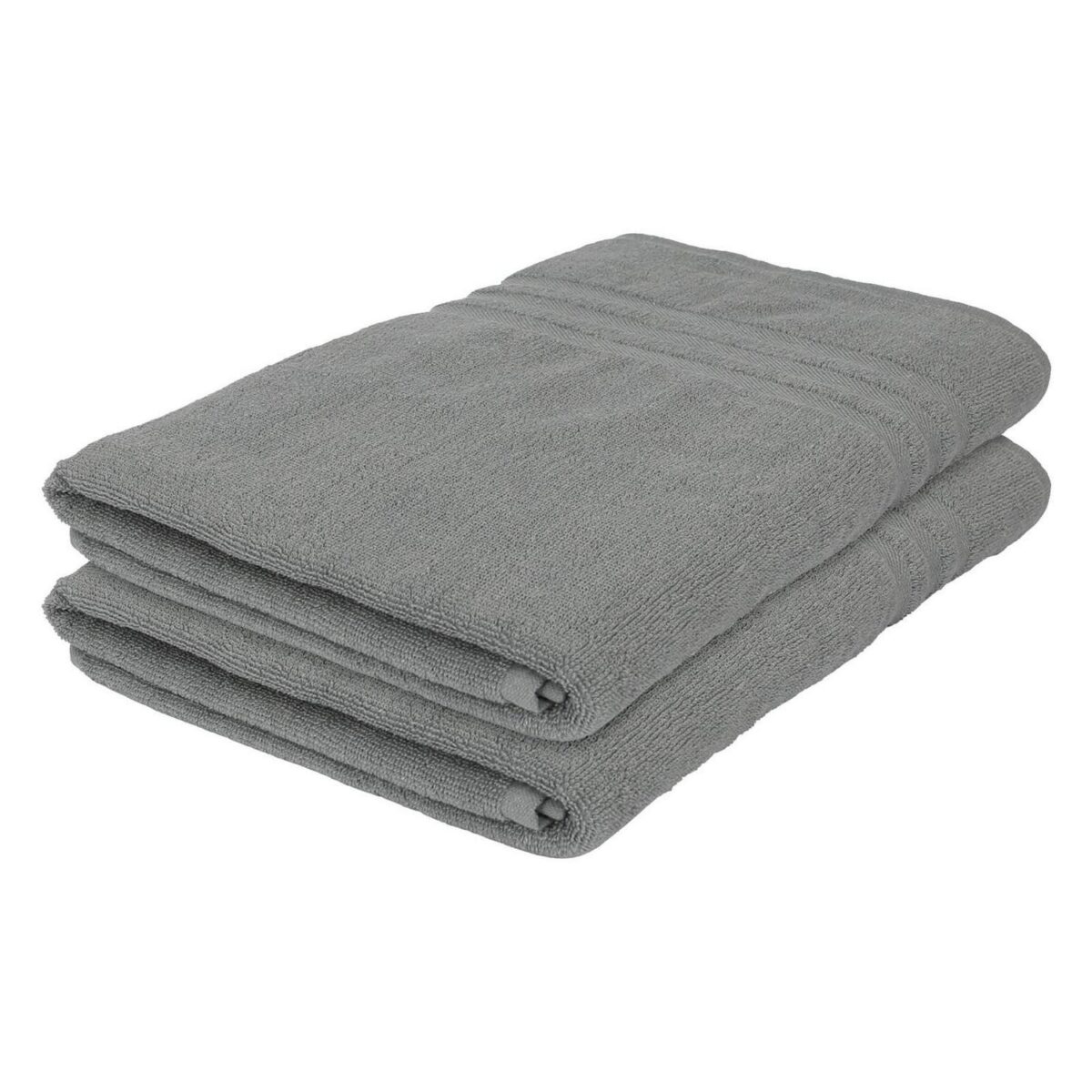 2x Grey 160cm x 90cm Cotton Bath Sheets Large Jumbo Soft Luxury Bathroom Towels - Image 1