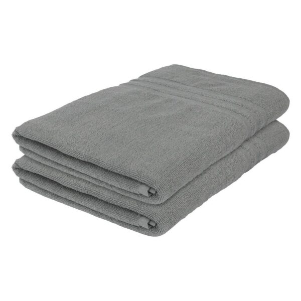 2x Grey 160cm x 90cm Cotton Bath Sheets Large Jumbo Soft Luxury Bathroom Towels