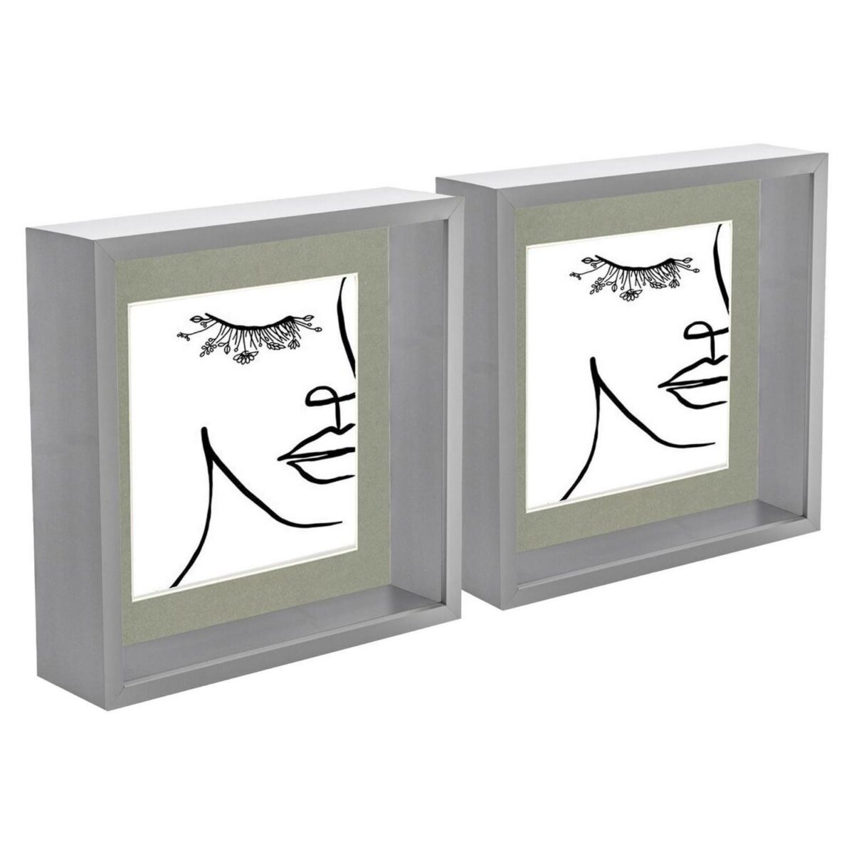2x Grey 8  x 8  Acrylic 3D Deep Box Photo Picture Frame - Grey 6  x 6  Mounts - Image 1