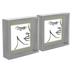 2x Grey 8 x 8 Acrylic 3D Deep Box Photo Picture Frame - Grey 6 x 6 Mounts