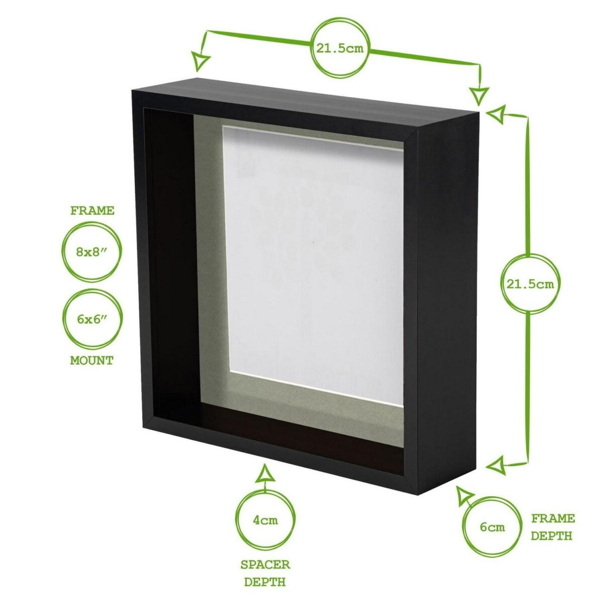 2x Grey 8  x 8  Acrylic 3D Deep Box Photo Picture Frame - Grey 6  x 6  Mounts - Image 4