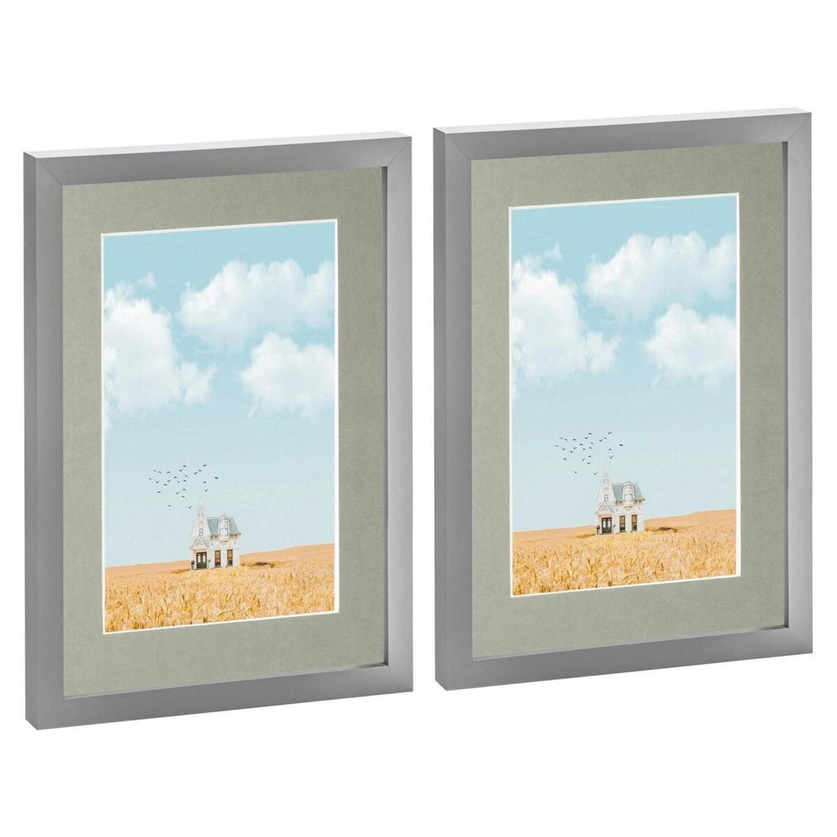 2x Grey A4 (8  x 12 ) Photo Frames with Grey A5 Mount Picture Home Wall Décor - Image 1