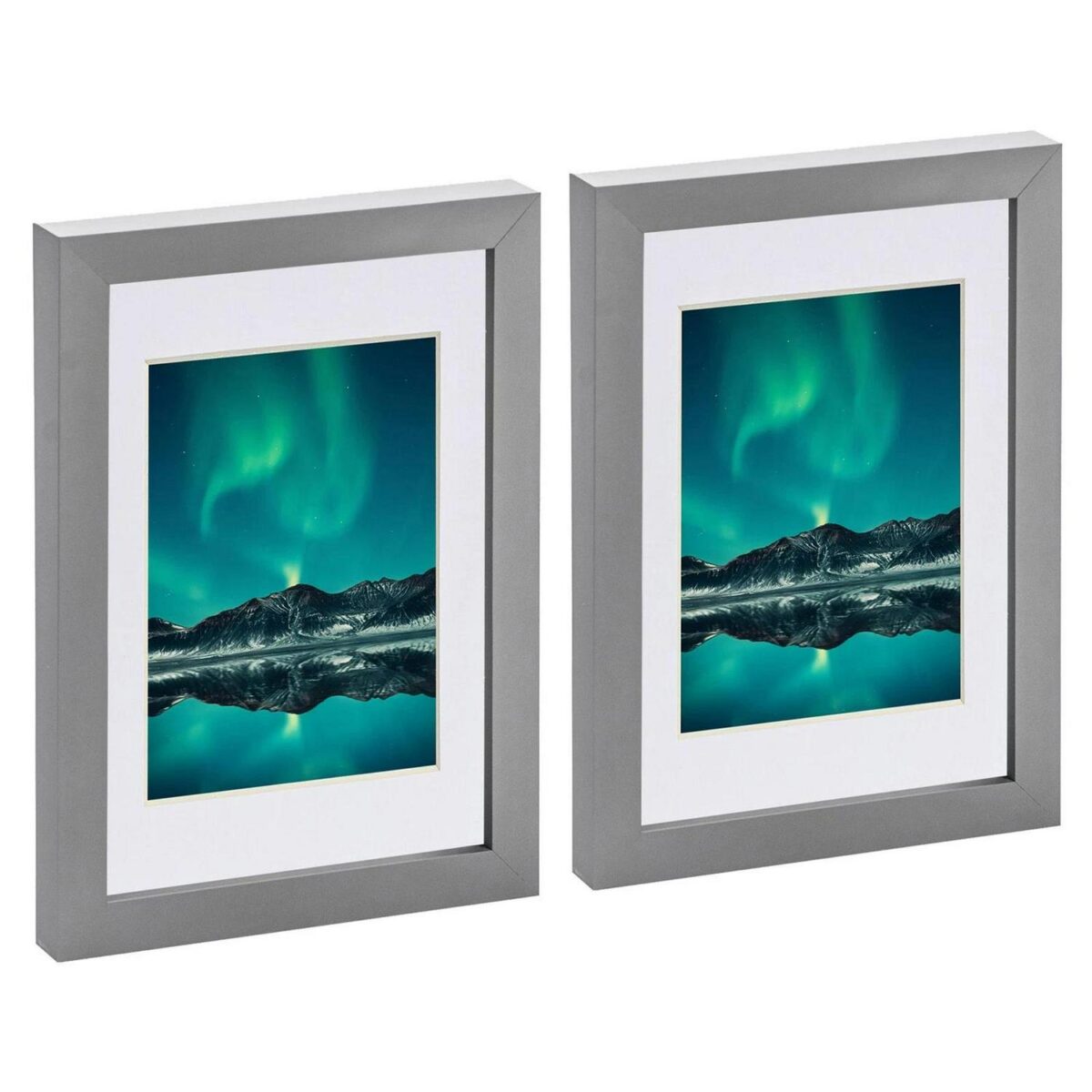 2x Grey A5 (6  x 8 ) Photo Frames with White 4  x 6  Mount Picture Décor - Image 1