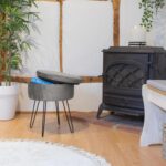 2x Grey/Black H45 x D36cm Round Velvet Storage Footstools Ottoman Stool Seat - Image 6