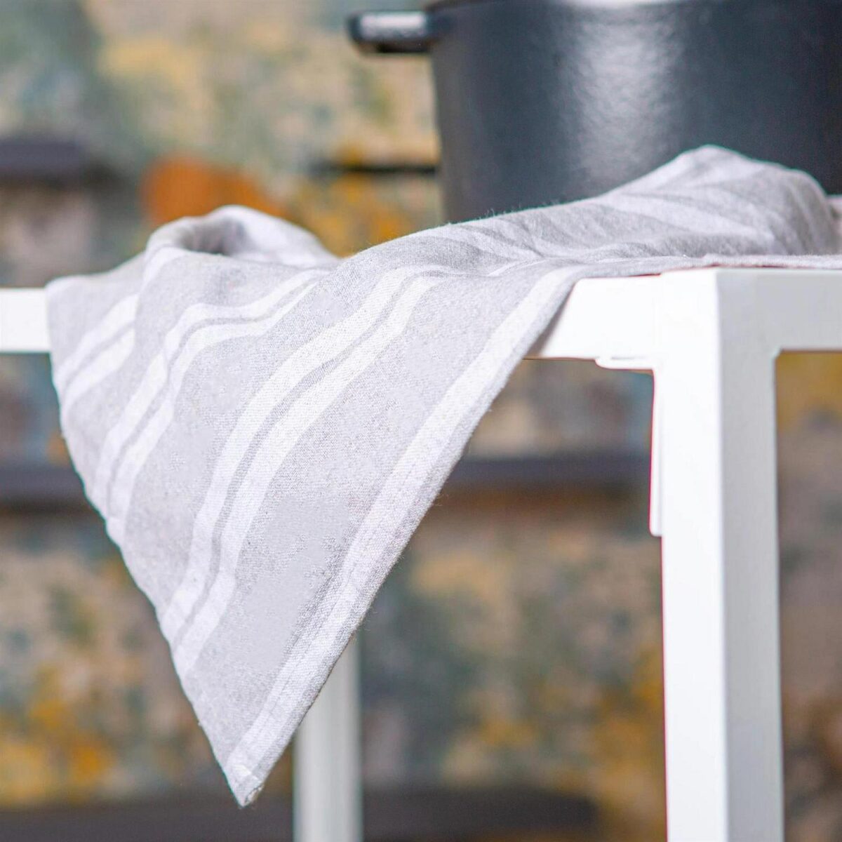 2x Grey Stripe 60cm x 40cm Cotton Tea Towels Kitchen Dish Towels Cloths - Image 6