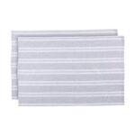 2x Grey Stripe 60cm x 40cm Cotton Tea Towels Kitchen Dish Towels Cloths