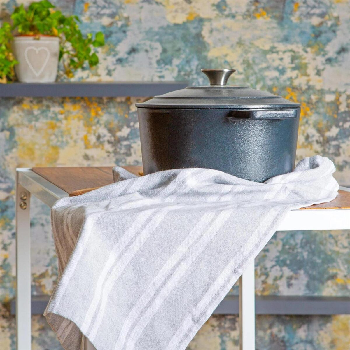 2x Grey Stripe 60cm x 40cm Cotton Tea Towels Kitchen Dish Towels Cloths - Image 5