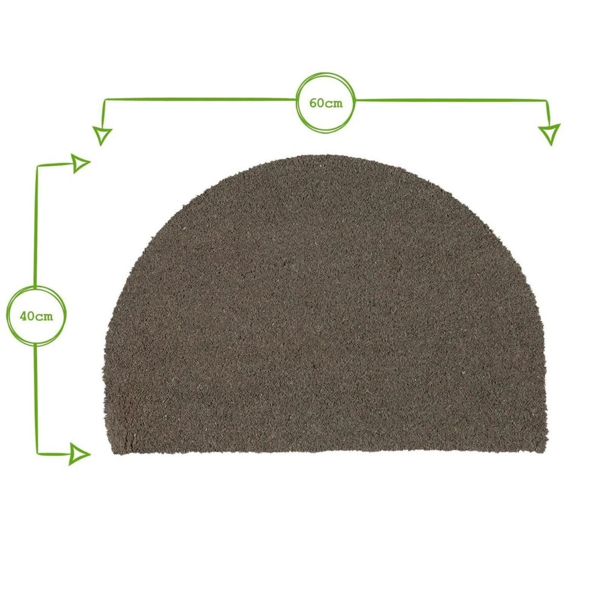 2x Half Moon Door Mats Natural Indoor Outdoor Welcome Mats 60 x 40cm Brown/Grey - Image 3