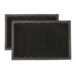 2x Heavy Duty Door Mats Rubber Back Outdoor Welcome Mats 60 x 40cm Black Waves