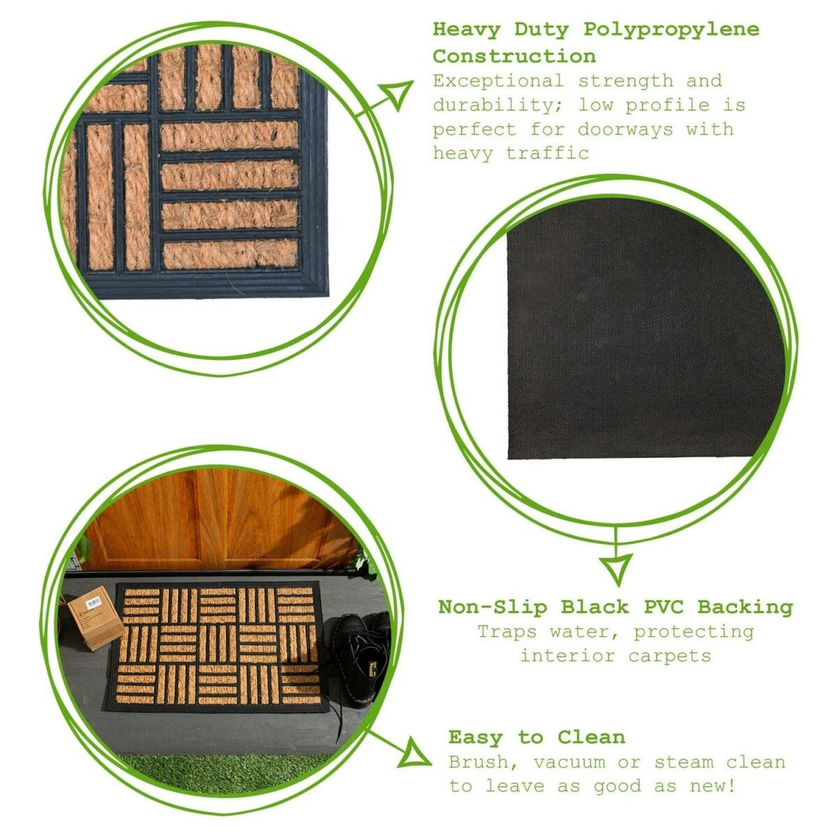 2x Heavy Duty Door Mats Rubber Back Outdoor Welcome Mats 60 x 40cm Mosaic - Image 2