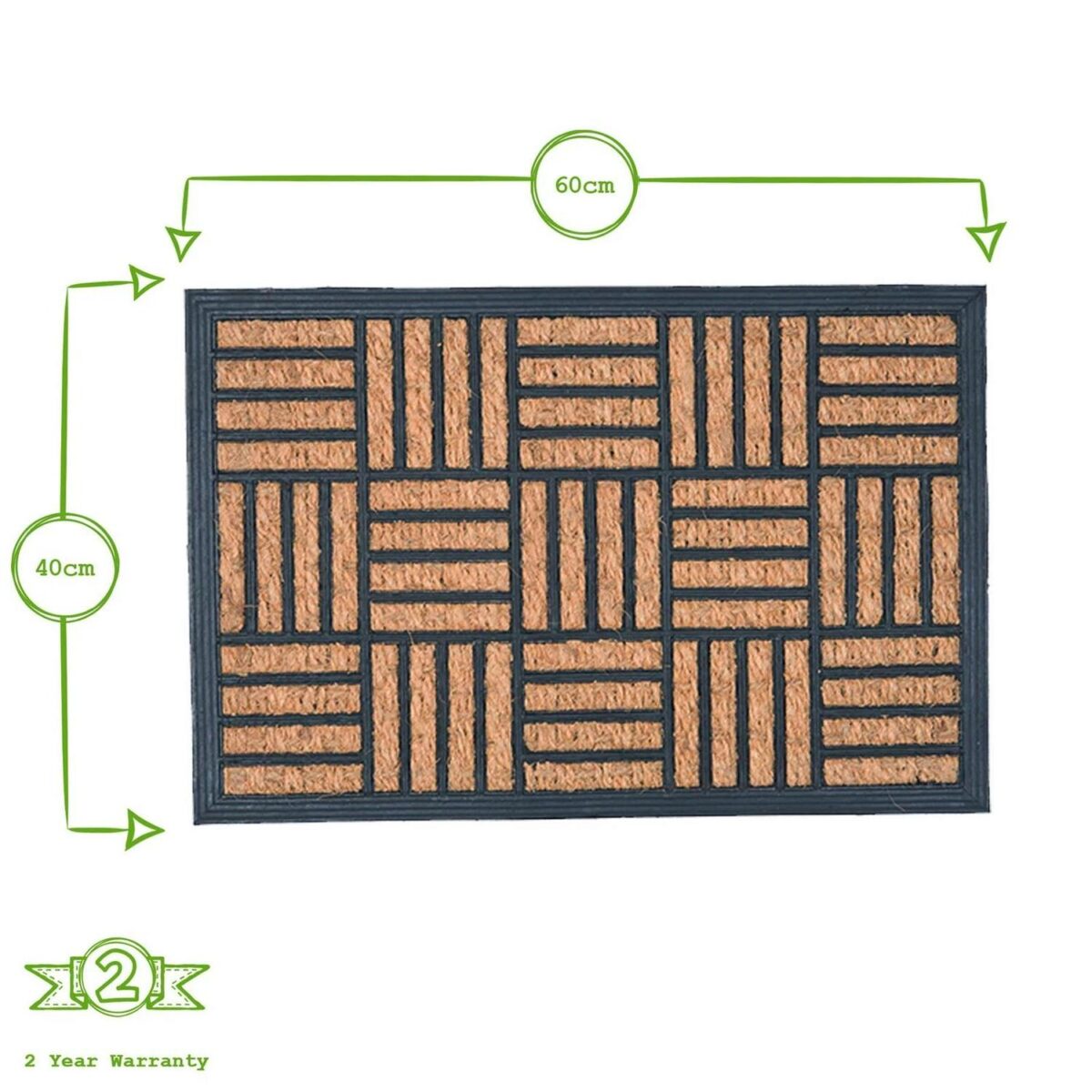 2x Heavy Duty Door Mats Rubber Back Outdoor Welcome Mats 60 x 40cm Mosaic - Image 3