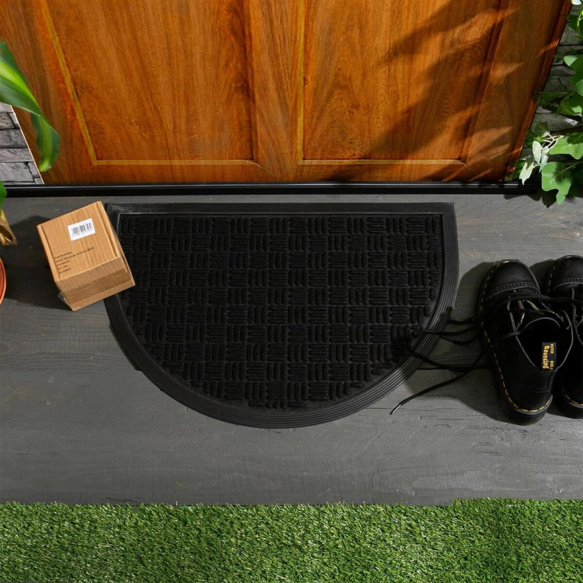 2x Heavy Duty Door Mats Rubber Back Outdoor Welcome Mats 60 x 40cm Black - Image 5