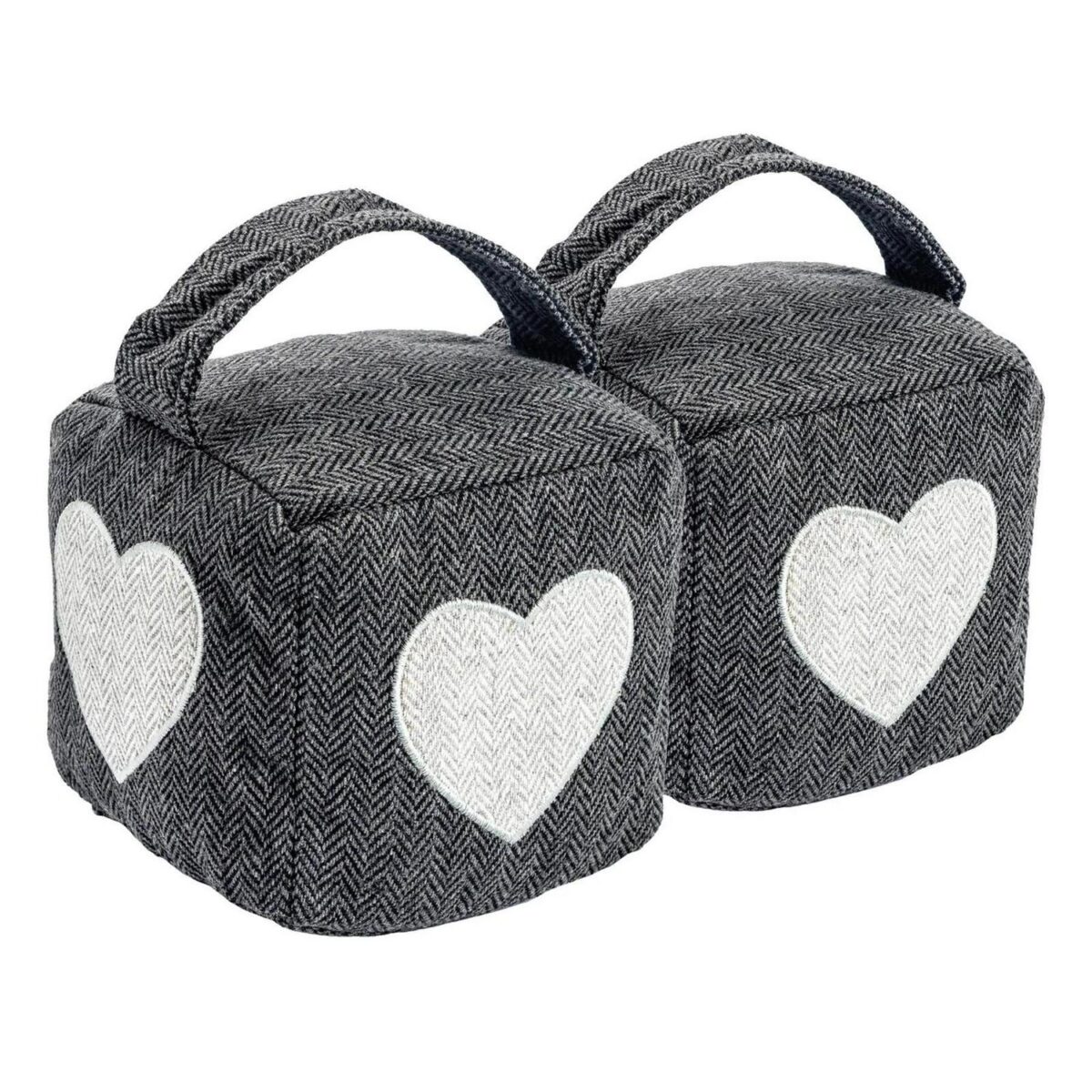2x Herringbone Door Stops Country Cottage Decorative Interior Doorstop Heart - Image 1