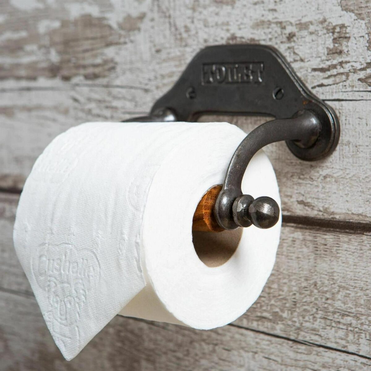 2x Industrial Toilet Roll Holder Vintage Antique Style Wall Mounted W180mm Raw - Image 6