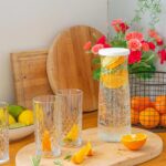 2x LAV White Lid 1.2L Vera Glass Carafes Clear Water Wine Decanter Bottle Set - Image 4