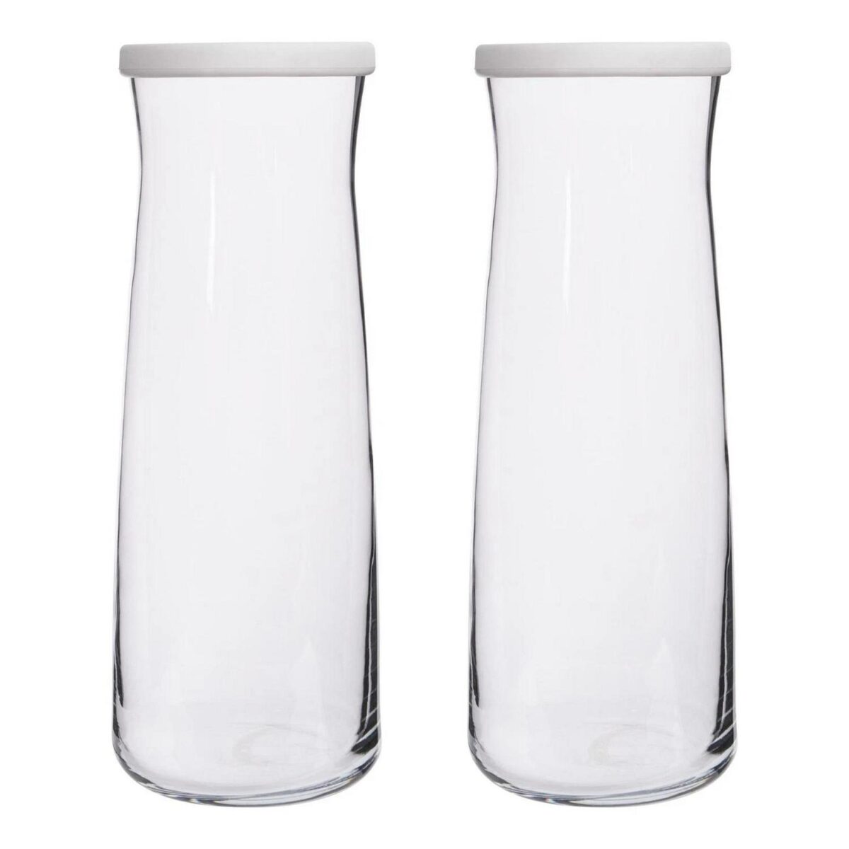 2x LAV White Lid 1.2L Vera Glass Carafes Clear Water Wine Decanter Bottle Set - Image 1