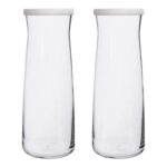 2x LAV White Lid 1.2L Vera Glass Carafes Clear Water Wine Decanter Bottle Set