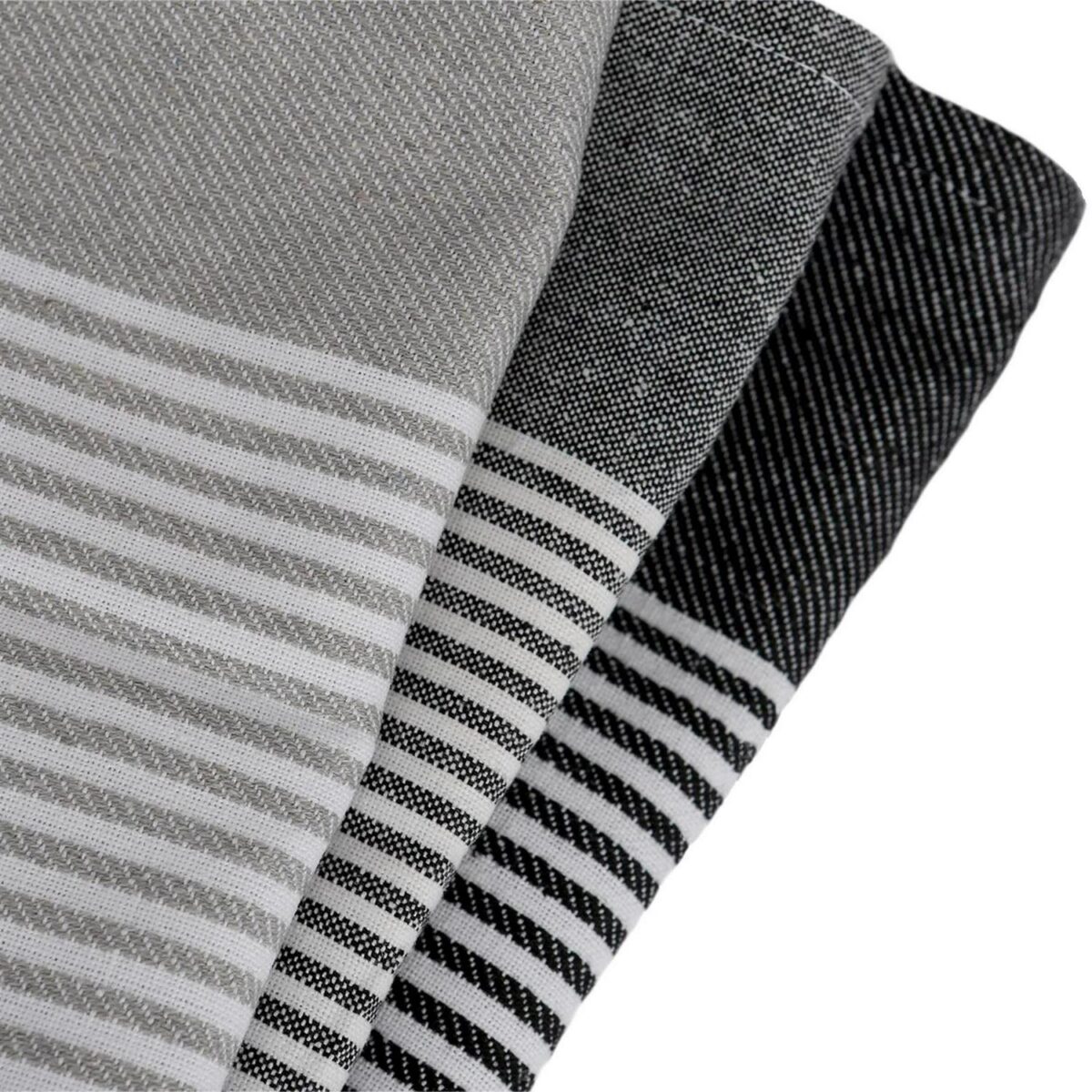 2x Light Grey Pinstripe 70cm x 50cm Cotton Tea Towels Kitchen Dish Towels Cloths - Image 4