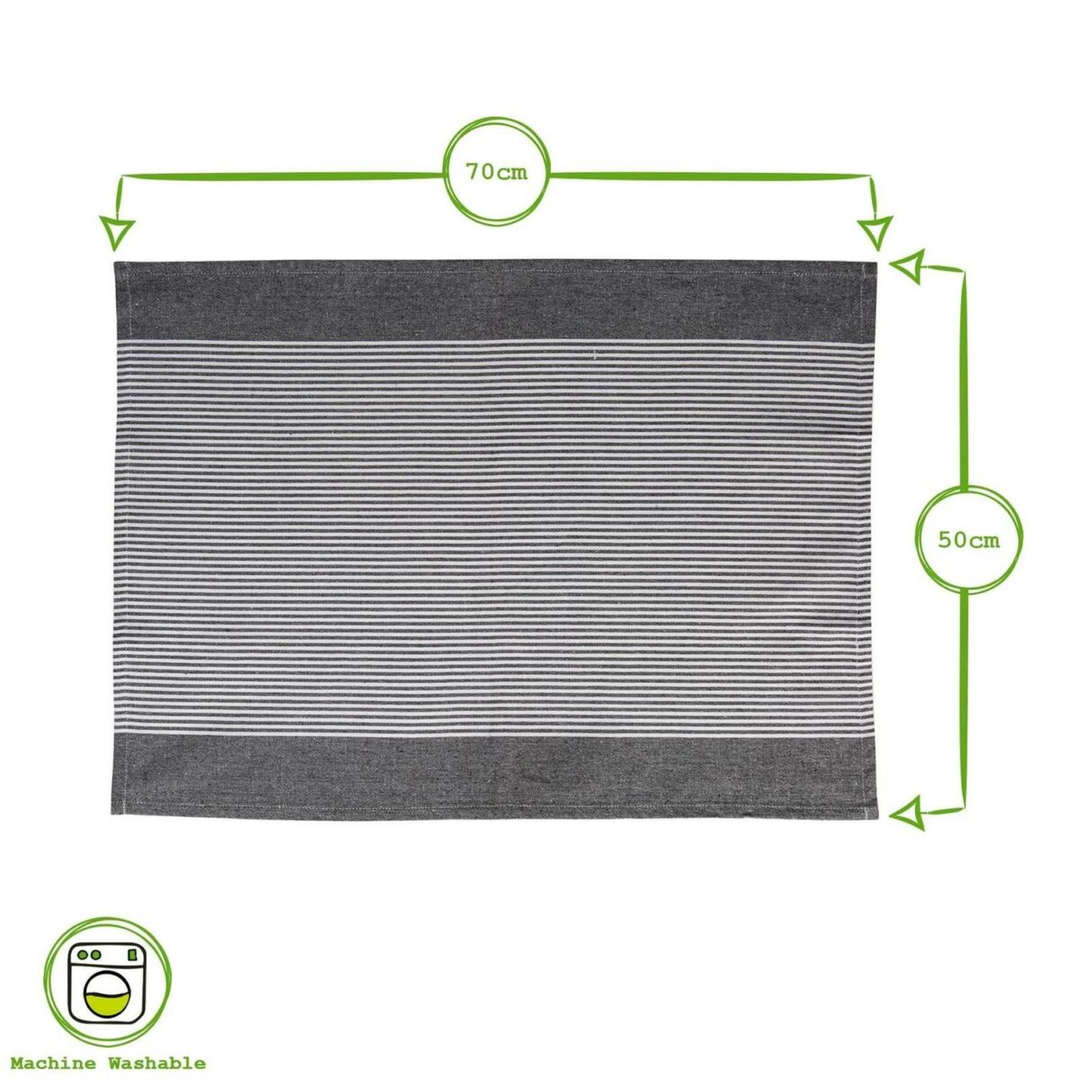 2x Light Grey Pinstripe 70cm x 50cm Cotton Tea Towels Kitchen Dish Towels Cloths - Image 3