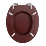2x Mahogany Soft Close Wooden Toilet Seats - Oval Shape Bathroom WC Top Fittings - Image 5