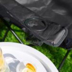 2x Matt Black/Black Folding Canvas Camping Chairs Portable Outdoor Fishing Seat - Image 7