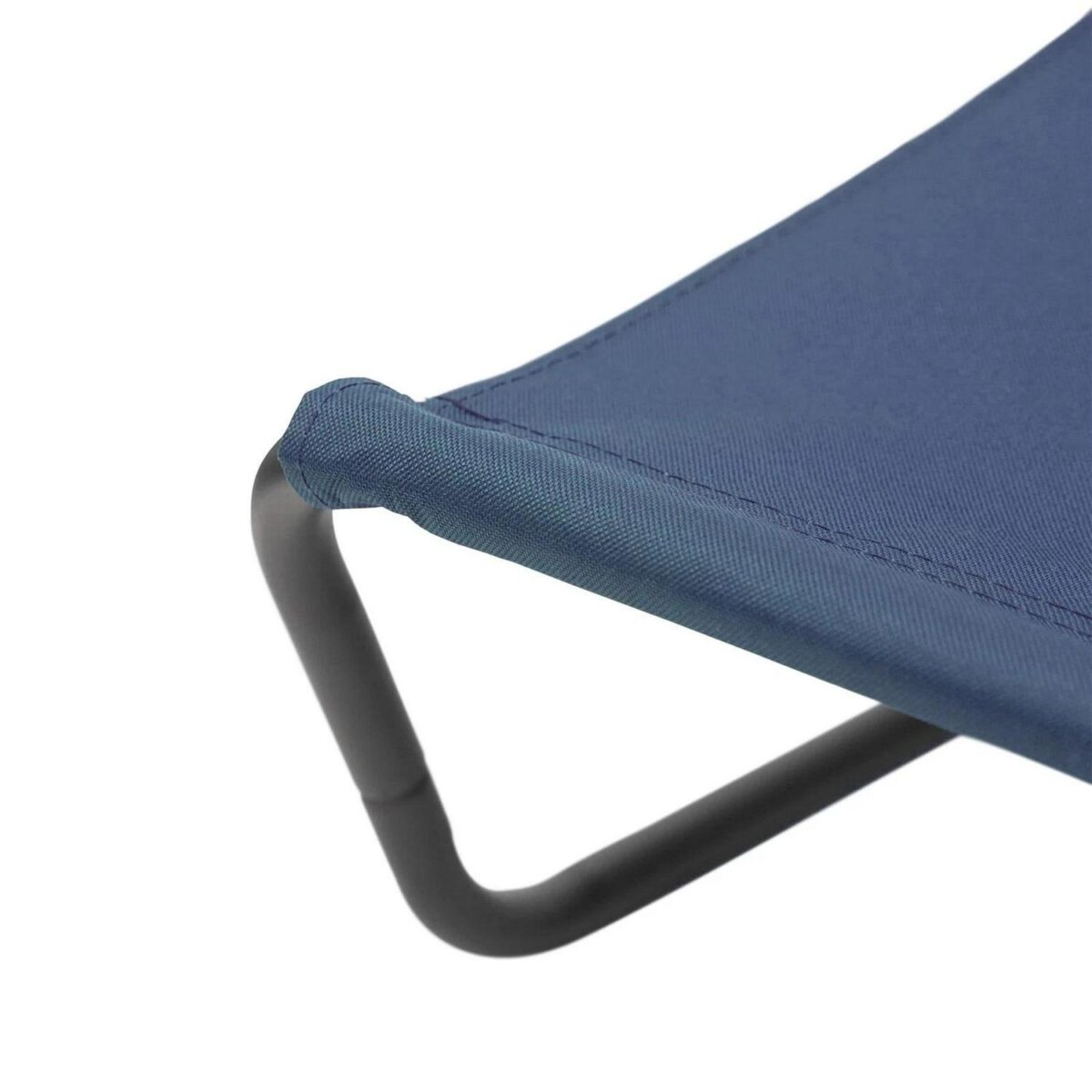 2x Matt Black/Navy Folding Beach Loungers Outdoor Garden Camping Sun Chair - Image 4