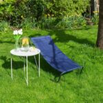 2x Matt Black/Navy Folding Beach Loungers Outdoor Garden Camping Sun Chair - Image 6