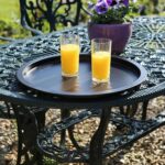 2x Matt Black Round Steel Tray Tables Living Room Sofa Side End Coffee Table - Image 7