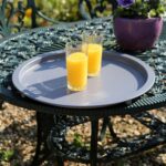 2x Matt Grey Round Steel Tray Tables Living Room Sofa Side End Coffee Table - Image 7