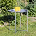 2x Matt Grey Round Steel Tray Tables Living Room Sofa Side End Coffee Table - Image 6