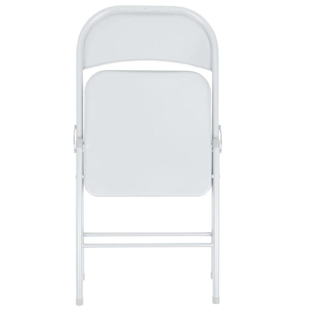 2x Matt White Metal Folding Chairs Space-Saving Foldable Office Dining Chair - Image 4