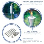 2x Metal Barrel Garden Fire Torches Outdoor Citronella Oil Tiki 146cm Silver - Image 2