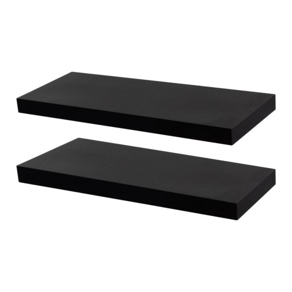2x Modern Floating Shelves Wall Mounted Living Room Bedroom Storage 60cm Black