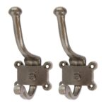 2x Number 5 Double Wall Hook Cast Iron Antique Vintage Style W50mm x H115mm Raw