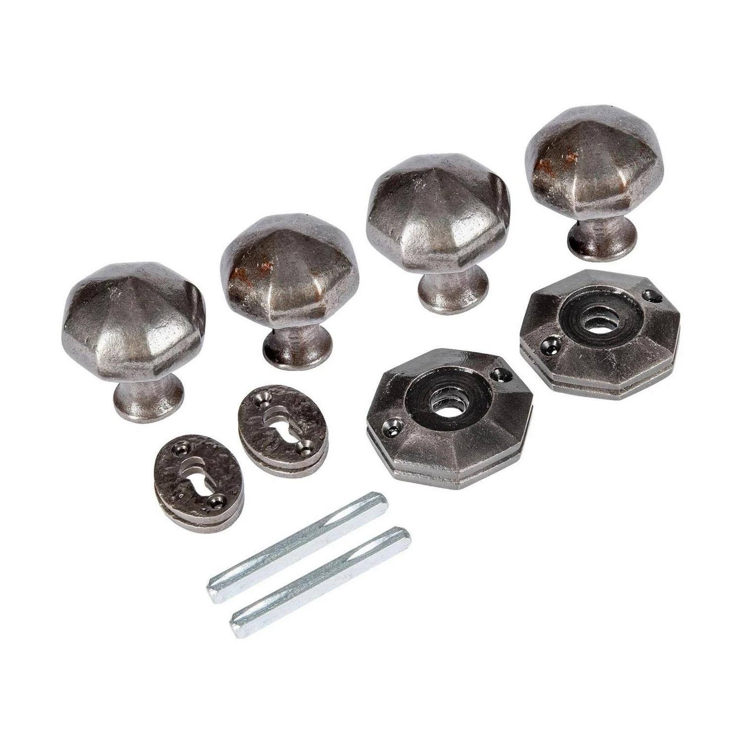 2x_Octagonal_Rim_and_3b42a30da3a473ee7fae59c5b9598f02.jpg 2x Octagonal Rim and Mortice Door Knob Cast Iron Antique Vintage Handle W60mm Raw - Image 1