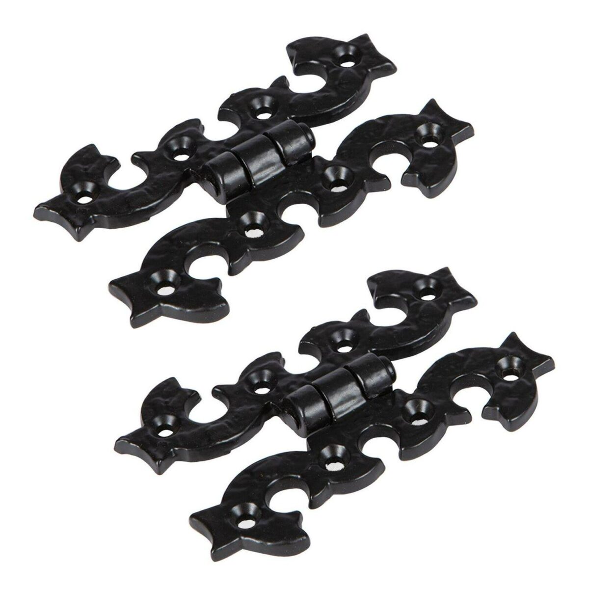 2x Ornate Cabinet Hinge Cast Iron Antique Cupboard Door Hinges H95mm Black - Image 1