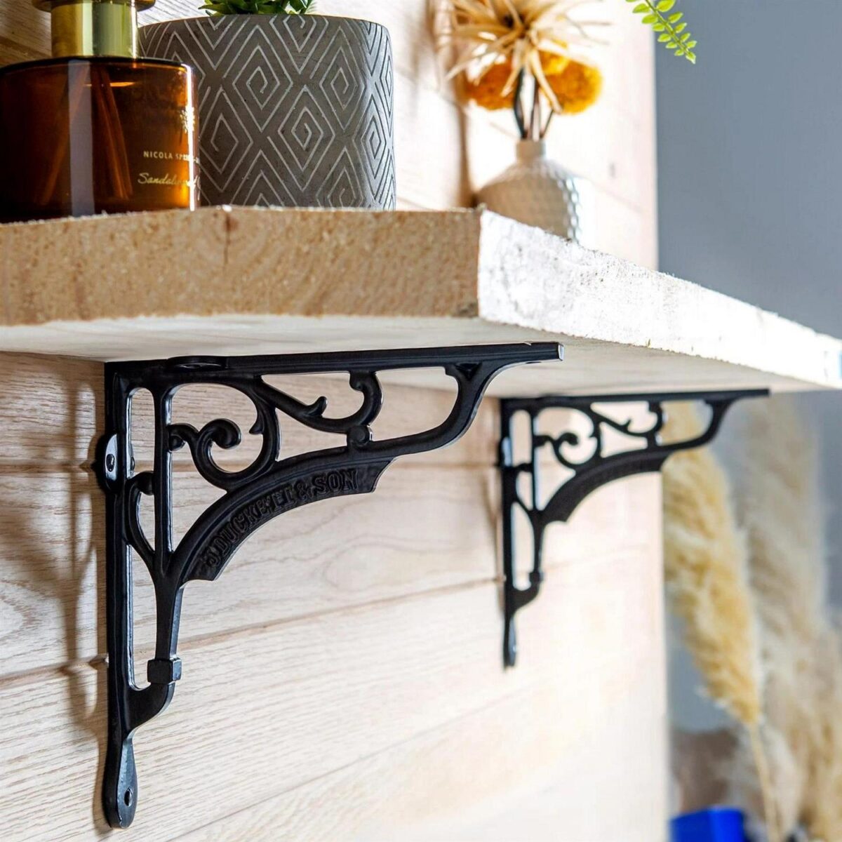 2x Ornate Iron Shelf Bracket Cast Iron Antique Vintage Wall Brackets D200mm Raw - Image 7