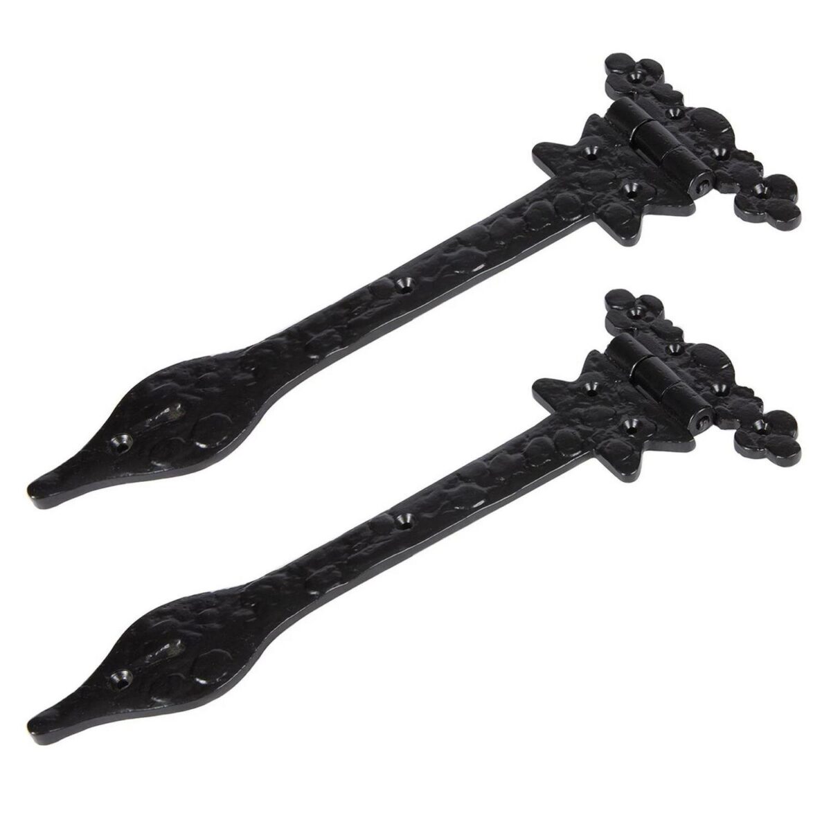 2x Ornate T-Hinge Cast Iron Antique Interior Exterior Hinges W310mm Black - Image 1