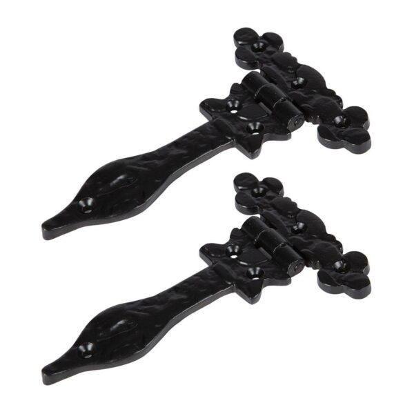 2x Ornate T-Hinge Cast Iron Antique Cupboard Door Hinges W155mm Black