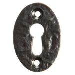 2x Oval Rim and Mortice Door Knob Cast Iron Antique Vintage Handle W60mm Black - Image 4