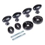 2x Oval Rim and Mortice Door Knob Cast Iron Antique Vintage Handle W60mm Black