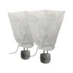 2x Plant Fleece Frost Protection Covers with Drawstring 80cm x 100cm White