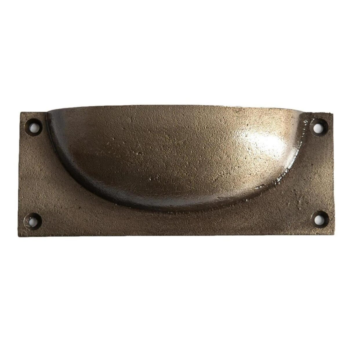 2x Rectangular Cabinet Cup Handle Cast Iron Handles 130mm x 50mm Brass - Image 3