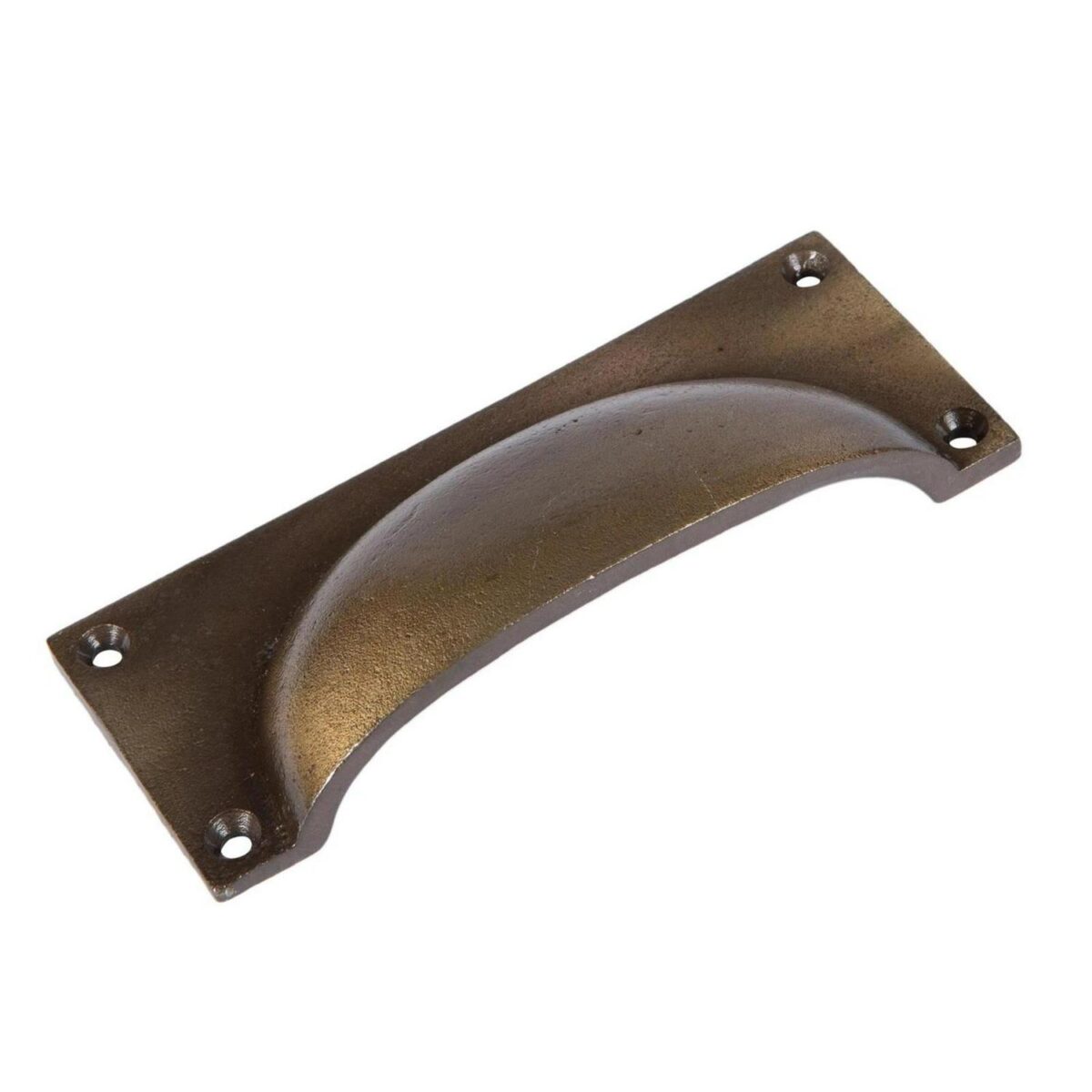 2x Rectangular Cabinet Cup Handle Cast Iron Handles 130mm x 50mm Brass - Image 4