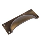 2x Rectangular Cabinet Cup Handle Cast Iron Handles 130mm x 50mm Brass - Image 4