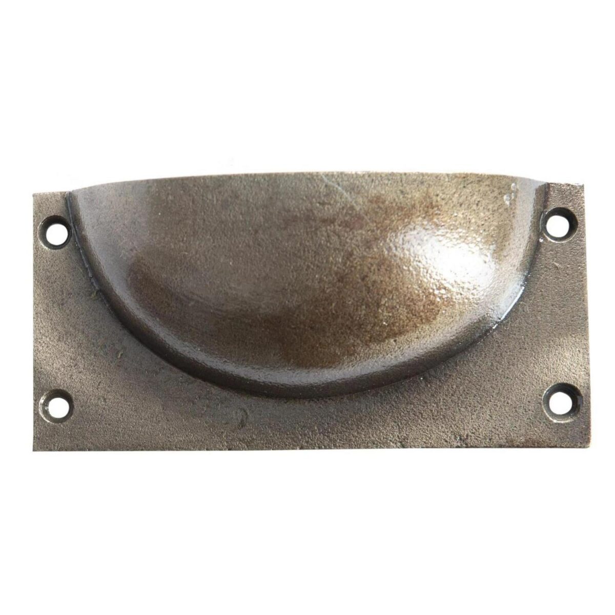 2x Rectangular Cabinet Cup Handle Cast Iron Handles 105mm x 50mm Brass - Image 3
