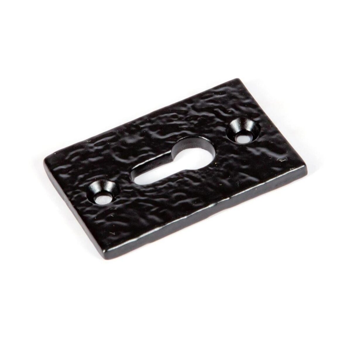 2x Rectangular Escutcheon Plate Cast Iron Antique Keyhole W30mm x H50mm Black - Image 3