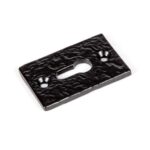 2x Rectangular Escutcheon Plate Cast Iron Antique Keyhole W30mm x H50mm Black - Image 3