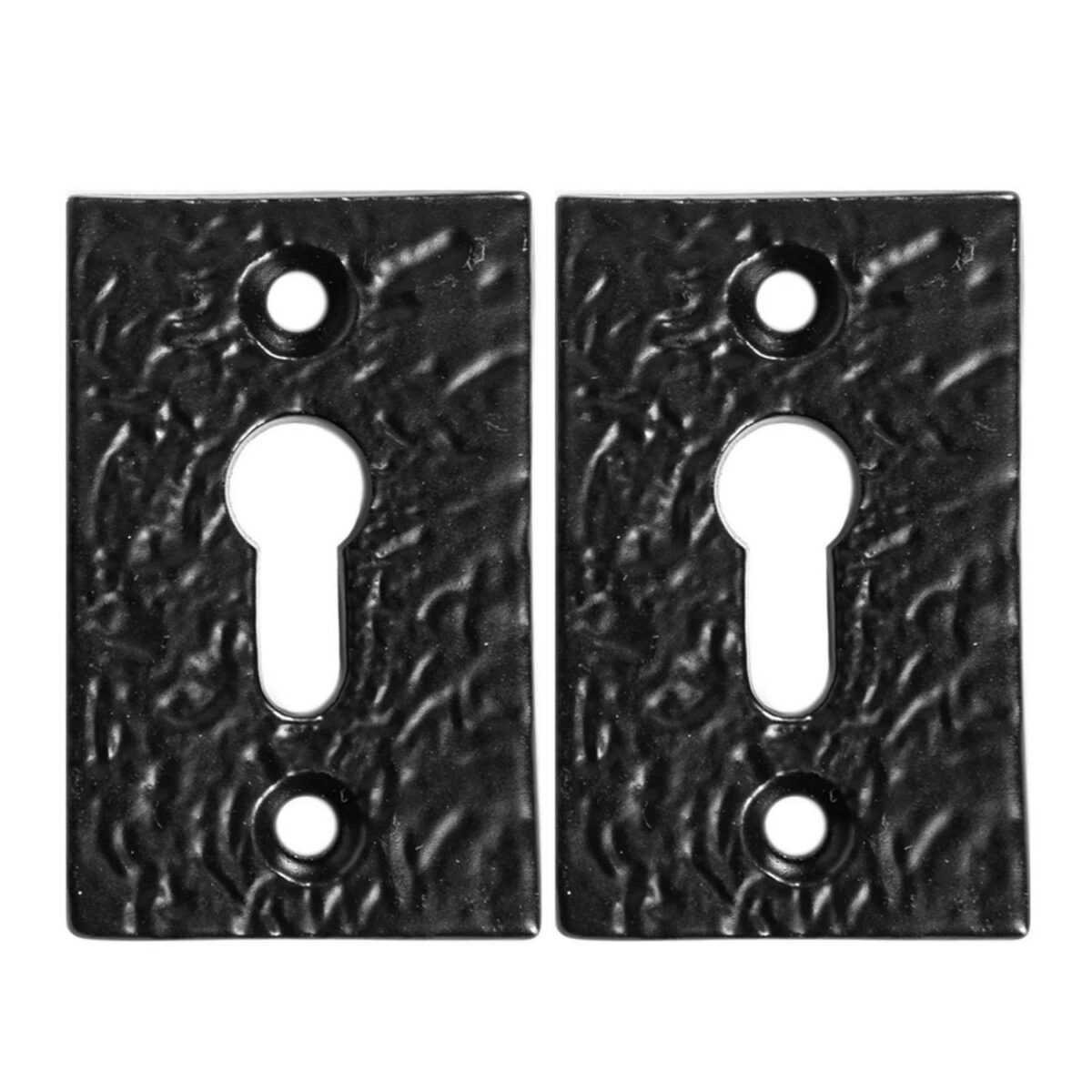2x Rectangular Escutcheon Plate Cast Iron Antique Keyhole W30mm x H50mm Black - Image 1
